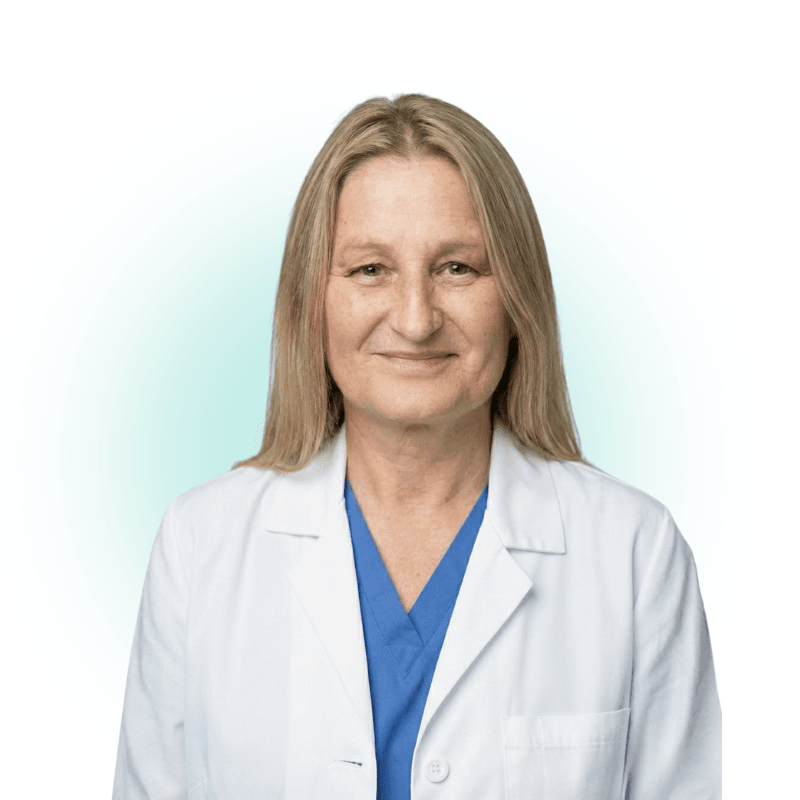Dr. Louise Miller in white coat smiling at 360 Med